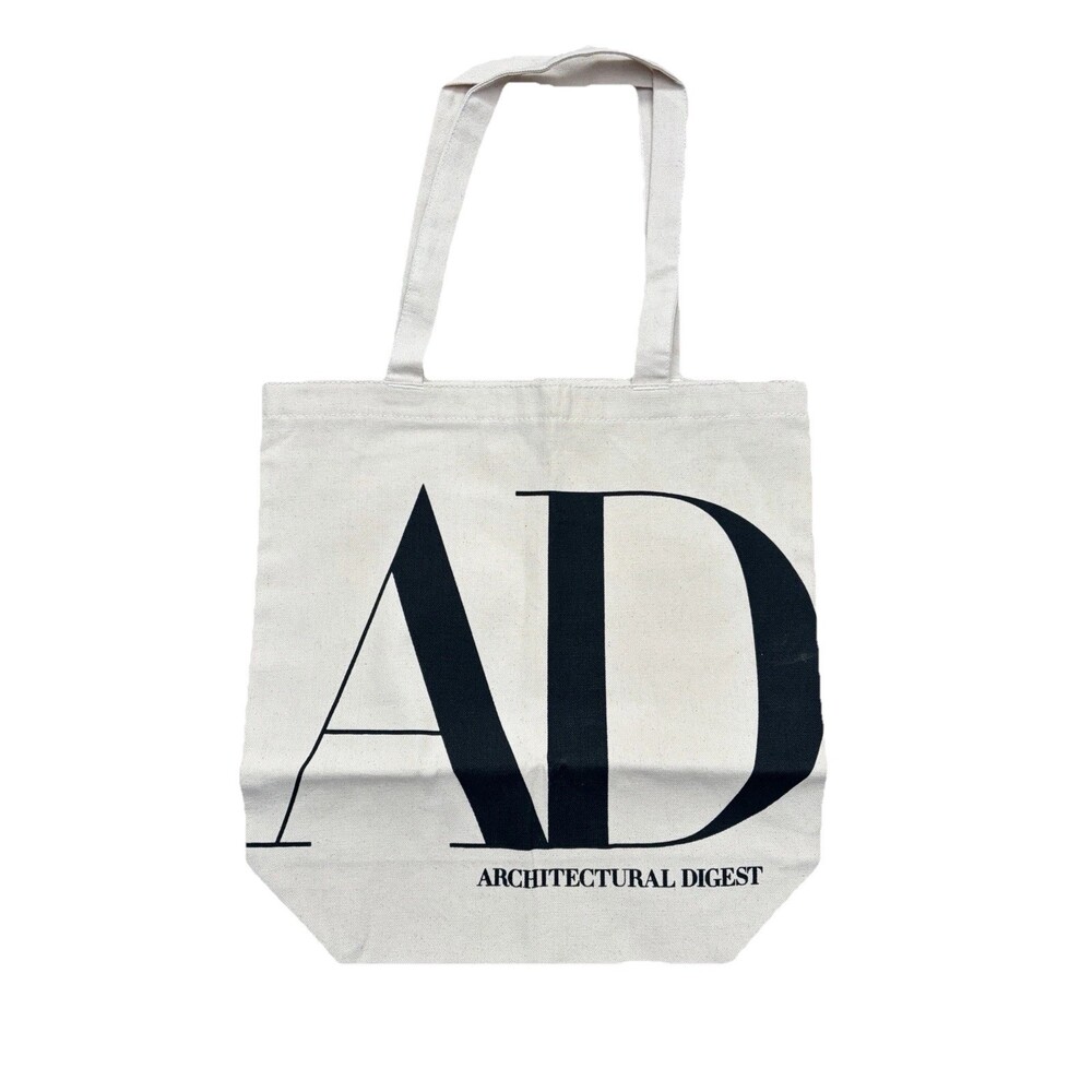 Architectural Digest Tote Bag Canvas AD Logo Magazine Shopper Reusable Beige NEW